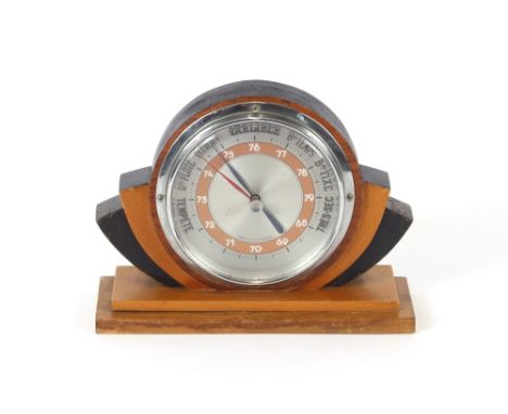 A French Art Deco design desk barometer, 19cm long x 15cm high 