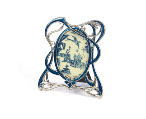 A metal and enamel decorated Art Nouveau style photograph frame