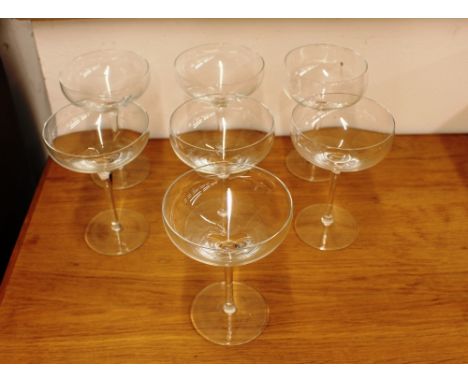 Seven Art Deco large Champagne saucers