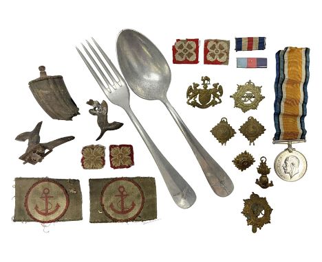 WW2 German Luftwaffe Mess cutlery comprising table spoon and fork, each with H.M.Z.38 mark; WW1 British War Medal awarded to 