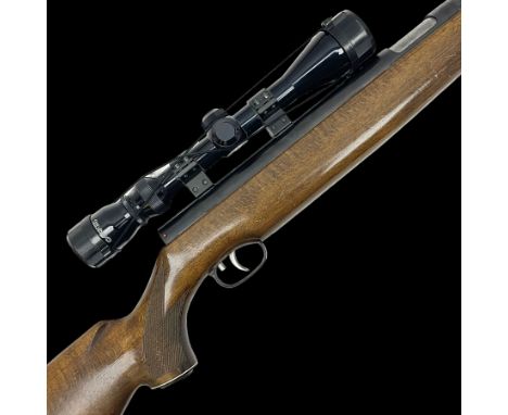 Weihrauch model HW 77 K  .22 air rifle with under lever action, beech stock with chequered pistol grip and Tasco WA39x40-1 sc