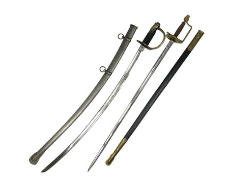 Reproduction American Civil War Cavalry trooper's sword, the 88cm slightly curving fullered steel blade marked to the ricasso