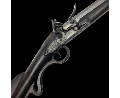Late 18th/early 19th century 16-bore flintlock fowling piece by Jover, the 104cm(41") round to octagonal etched damascus barr