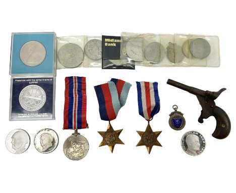 WW2 group of three medals comprising 1939-1945 War Medal, France & Germany Star and 1939-1945 Star; all with ribbons; 1930s H