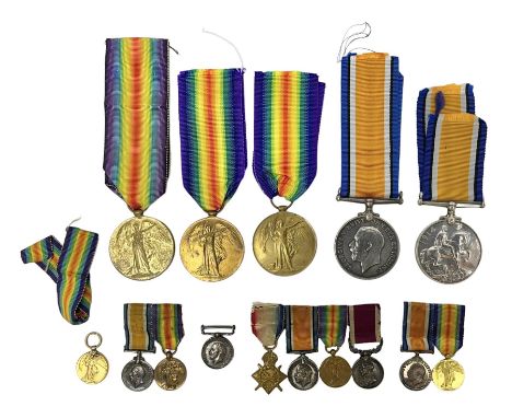 Five WW1 medals comprising Victory Medal awarded to Lieut. J.C. Pocock; Victory Medal awarded to 33964 Pte. J. Stephenson Lin