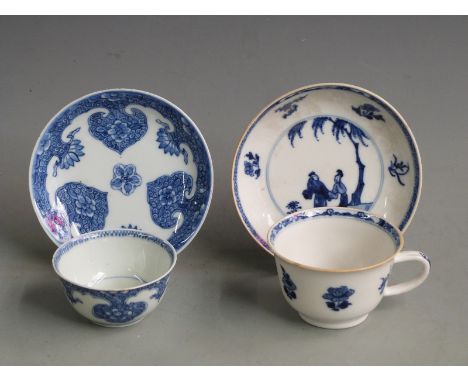 Two Chinese blue and white cups and saucers