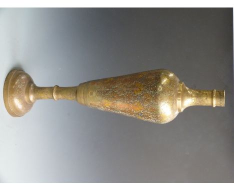 Eastern style brass hookah pipe base or vase, H80cm