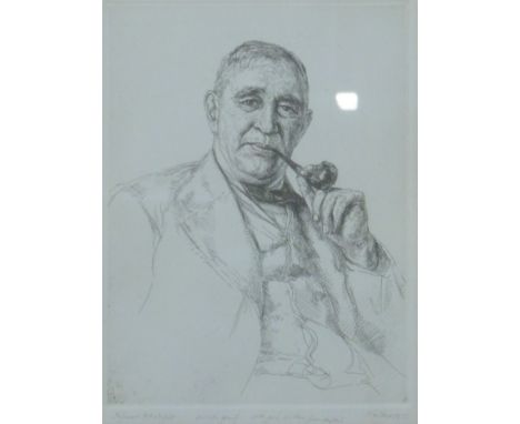 Hubert Andrew Freeth signed artist's proof engraving portrait of Professor B A Wright, 27 x 20cm