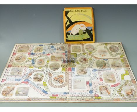 [Beatrix Potter] Vintage Peter Rabbit’s Race Game (c1940s) a four-fold colour board game with illustrations after the picture