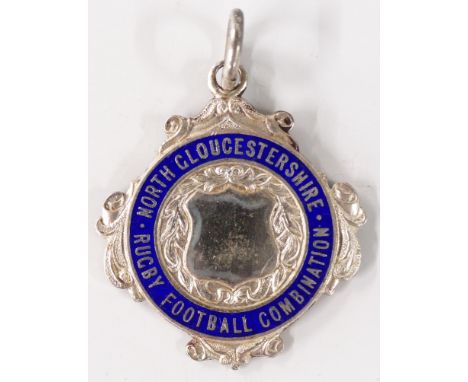 Hallmarked silver and enamel North Gloucestershire Rugby Football Combination medal