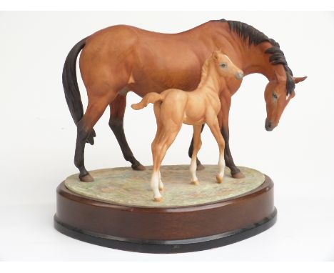 Royal Worcester limited edition&nbsp;153/500 equestrian figure 'Prince's Grace and Foal' with plinth and certificate, H21cm