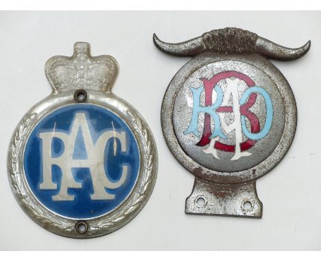 RAOB enamel car badge and an RAC badge