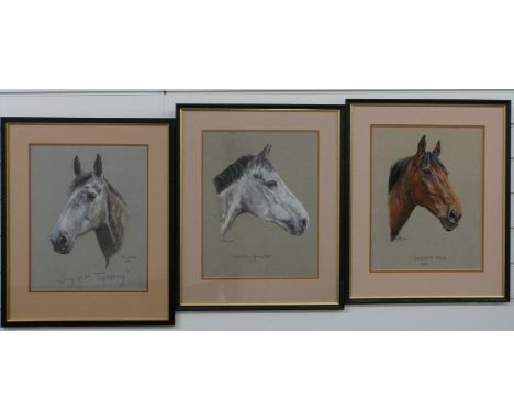Gill Evans three pastels of horses comprising Badger Hill, Welton Tapestry and Daylight Tapestry, each signed, approximately 
