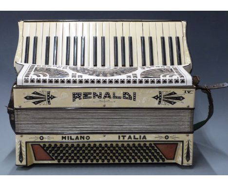 Renaldi Italian 120 bass piano accordion c1930's, in ivory pearloid finish with diamante decoration, in original carry case