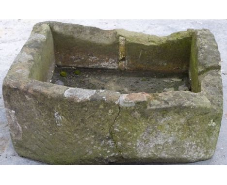 D end carved natural stone trough, W98 x D69 x H28cm