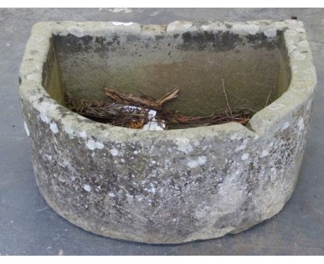 D end carved natural stone trough, W67 x D55 x H30cm