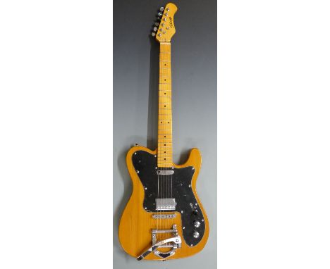 Stagg electric lead / rhythm guitar in dark pine finish with black scratch plate and hard case, unused condition