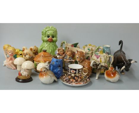 Japanese earthenware part tea set and novelty cruet, Carltonware, Lomonosov figures, Goebel Hummel etc