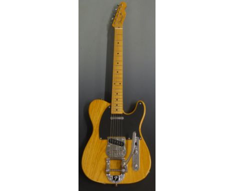 Fender Telecaster crafted in Japan electric lead / rhythm guitar in lacquered pine finish with black scratch plate, serial no