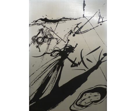 Salvador Dali print on hallmarked silver by Franklin Mint, 32 x 24cm