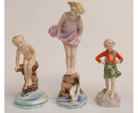 Three Royal Worcester child figures in Scotland, Water Baby and Sea Breeze, tallest 21cm&nbsp;