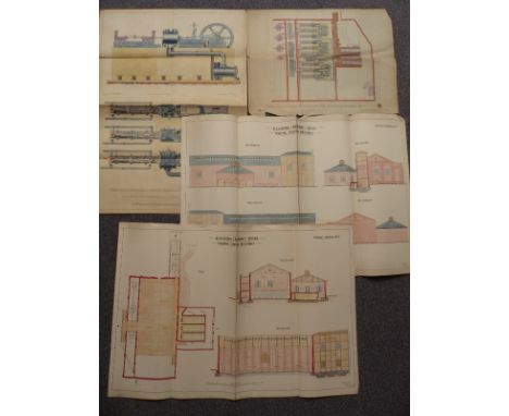 Four early 20th century coloured architctural and engineering drawings relating to the Alexandra Docks, Newport, Monmouthshir