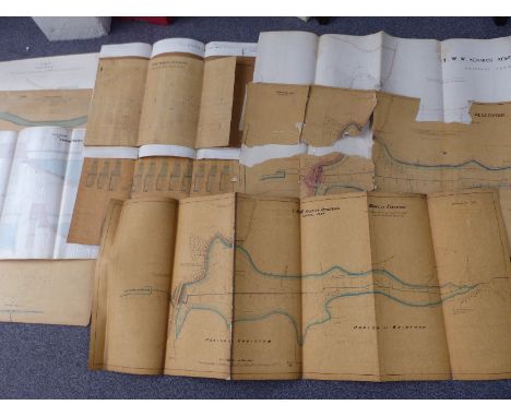 Ten early 20th century coloured architectural and engineering drawings relating to Kennick reservoir Dartmoor, including plan