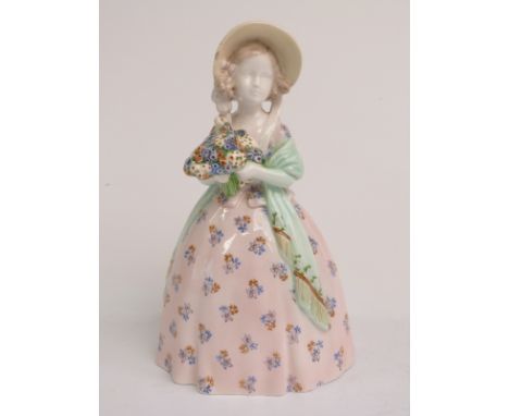 Goldscheider Wien figurine holding a bouquet of flowers, H21cm&nbsp;