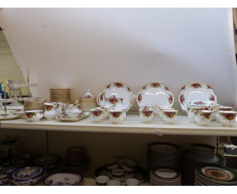A collection of Royal Albert Old Country Roses dinner and tea ware, six place settings for the dinner ware but 12 teacups and