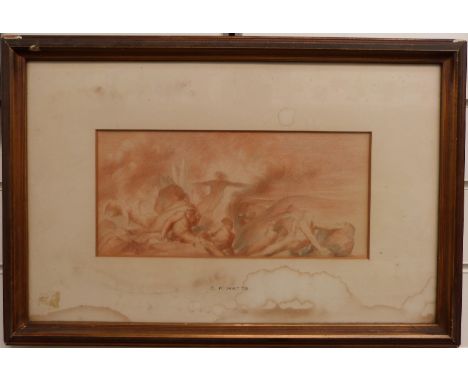 Attributed to G.F.Watts classical sketch 'Inferno', 14 x 331cm, with J.Leger &amp; Son, 13 Old Bond St, London label dated Ju