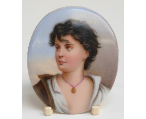 KPM/Berlin style miniature portrait on porcelain, H6cm&nbsp;