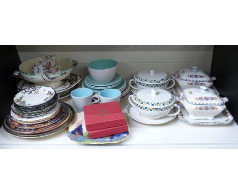 Dinner and tea ware including Royal Doulton Merryweather, Old Leeds Sprays, Spode, Crown Derby Imari, Crown Ducal, Seriesware