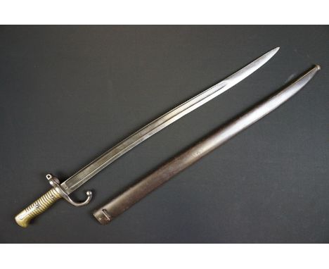 A French M1866 Chassepot Bayonet together with scabbard. 