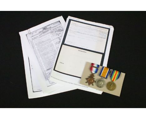 First World War British Service medal trio issued to 8506 PTE. A Chatters SCO. RIF with ribbons. The lot also includes collec