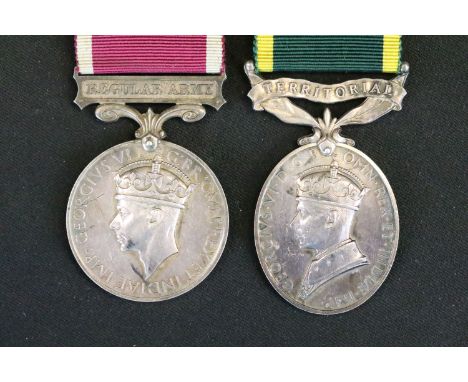 A British Full Size King George VI Territorial Medal Together With A King George VI Regular Army Long Service &amp; Good Cond