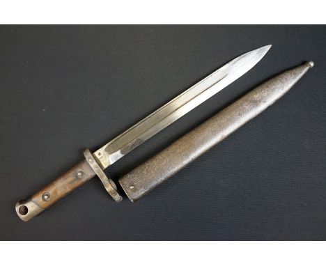 A German World War One Gewehr '98 bayonet together with scabbard. 