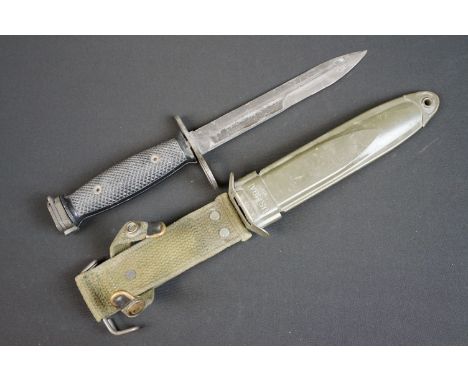 A United States M7 bayonet together with M8A1 scabbard. 