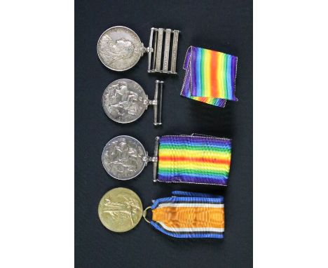 Collection of full size British medals to include a Queens South Africa Boer War medal with Belfast, Orange Free State and Ca