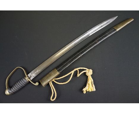 A Victorian Customs / Constabulary type short sword complete with leather scabbard. 
