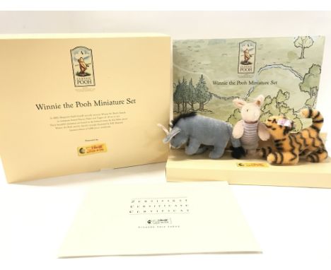A Boxed Steiff Winnie The Pooh Miniature Set. With Certificate.