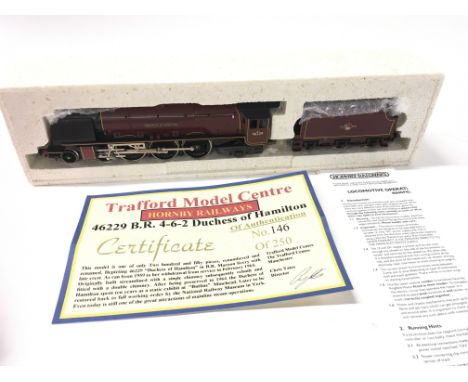 A boxed 00 gauge model locomotive with tender by Hornby TMC3. Princess Coronation Class. BR No.46229. Duchess of Hamilton. No