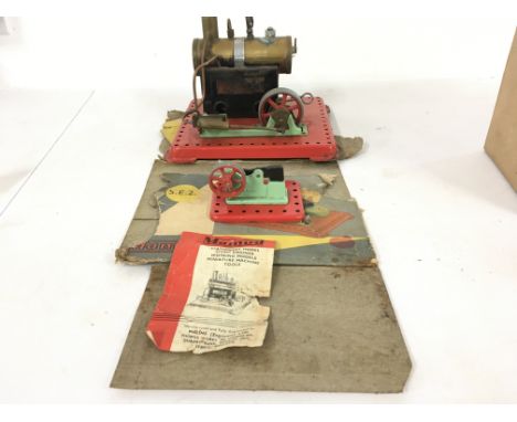 A Mamod model static live steam engine with A Minature machines tool steam hammer.No reserve with original box in poor condit