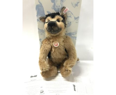 A Boxed Steiff Hasso German Shepherd. Limited Edition. With Certificate.