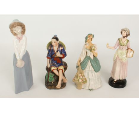 Four porcelain figures to include Nao and Goldscheider