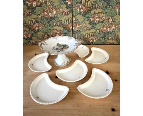 A set of six mid-19th century Spode for T. Goode &amp; Co. London cream glazed crescent shaped side plates - with gadrooned b