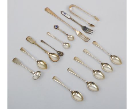 A collection of silver and silver plated items - including a pair of Elizabeth II dwarf candlesticks, WI Broadway &amp; Co., 