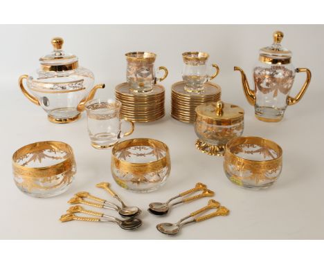 An Italian gilt-decorated glass tea and coffee service in the Florentine taste by Interglass and Cristal T. Murano - comprisi