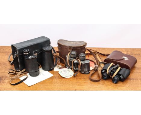 Seven pairs of vintage binoculars - early to third quarter 20th century, all cased, including a pair by Carol Zeiss Jena 'Del