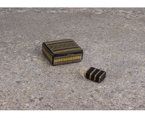 A Victorian novelty miniature pack of playing cards - printed and hand coloured, each card 14 x 11mm, in a navy blue leather 