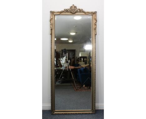 A large French 19th century style console mirror - modern, the bevelled plate within a moulded frame with ribbon and foliate 